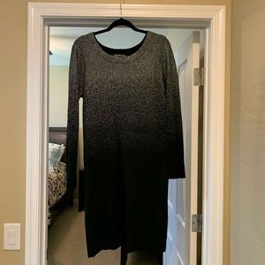 Silver Metallic and Black Sweater Dress